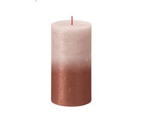 Bolsius Rustic Metallic Candle Faded Misty Pink Amber. Unscented. H13 Cm