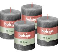 BOLSIUS Rustic Pillar Candle, Anthracite,Dark Grey, 8 x 7 cm (Pack 4)