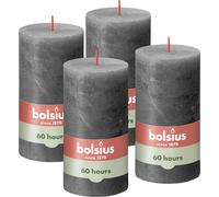 Bolsius Rustic Pillar Candle - Anthracite - Pack of 4 - Long Burning Time of ...