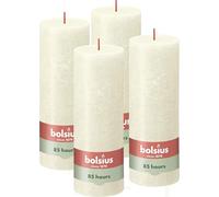 Bolsius Rustic Pillar Candle - Cream - Pack of 4 - Long Burning Time of 85 Hours - Household Candle - Interior Decoration - Unscented - Natural Vegan Wax - No Palm Oil - 19 x 7 cm