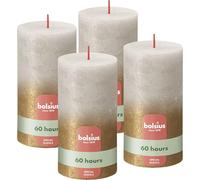 Bolsius Rustic Pillar Candle - Fading Metallic - Grey & Gold - Pack of 4 - Long Burning Time 60 Hours - Interior - Includes Natural Vegan Wax - No Palm Oil - 13 x 7 cm