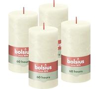 Bolsius Rustic Pillar Candle - Ivory- Pack of 4 - Long Burning Time of 60 Hours - Household Candle - Interior Decoration - Unscented - Natural Vegan Wax - No Palm Oil - 130 x 70 mm