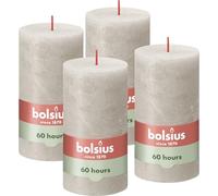 Bolsius Rustic Pillar Candle - Light Grey- Pack of 4 - Long Burning Time of 60 Hours - Household Candle - Interior Decoration - Unscented - Includes Natural Vegan Wax - No Palm Oil - 130 x 70 mm