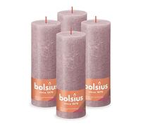Bolsius Rustic Pillar Candle - Old Pink - Pack of 4 - Long Burning Time of 85 Hours - Household Candle - Interior Decoration - Unscented - Natural Vegan Wax - No Palm Oil - 19 x 7 cm