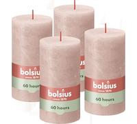 Bolsius Rustic Pillar Candle, Pink Misty, 13 x 7 cm (Pack 4)