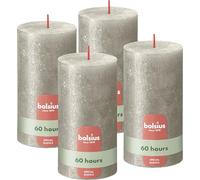 Bolsius Rustic Pillar Candle - Shimmer Champagne - Pack of 4 - Long Burning Time of 62 Hours - Household Candle - Interior Decoration - Unscented - Natural Vegan Wax - No Palm Oil - 13cm