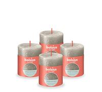 Bolsius Rustic Pillar Candle - Shimmer Champagne Silver - Pack of 4 - Burning Time of 35 Hours - Unscented - Includes Natural Vegan Wax - No Palm Oil - 8 x 7 cm