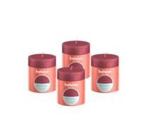 Bolsius Rustic Pillar Candle - Shimmer Red - Pack of 4 - Long Burning Time of 35 Hours - Interior Decoration - Unscented - Includes Natural Vegan Wax - No Palm Oil - 8 x 7 cm