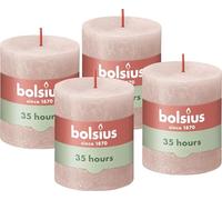 Bolsius Rustic Pillar Candle - Soft Pink - Pack of 4 - Long Burning Time of 35 Hours - Household Candle - Interior Decoration - Unscented - Natural Vegan Wax - No Palm Oil - 8 x 7 cm