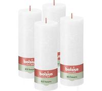Bolsius Rustic Pillar Candle - White - Pack of 4 - Long Burning Time of 85 Hours - Household Candle - Interior Decoration - Unscented - Natural Vegan Wax - No Palm Oil - 19 x 7 cm