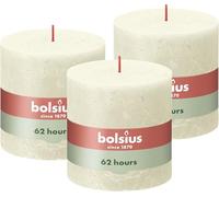 Bolsius Rustic Pillar Candle XXL - Ivory - Pack of 3 - Long Burning Time of 62 Hours - Interior Decoration - Unscented - Includes Natural Vegan Wax - No Palm Oil - 10 x 10 cm