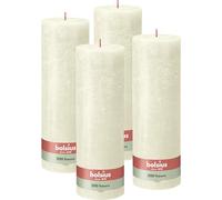 Bolsius Rustic Pillar Candle XXL - Ivory - Set of 4 - Long Burning Time 200 Hours - Unscented - Includes Natural Vegan Wax - Without Palm Oil - 30 x 10 cm