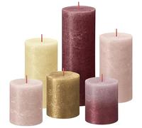 Bolsius Rustic Pillar Candles - Gift Set of 6 - Haptic Luxury - Decorative Household Candles - Length Burning Time - Unscented - Includes Natural Plant Wax - Without Palm Oil
