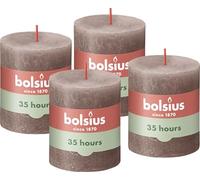 Bolsius Rustic Pillar Candles, Light Grey, Pack of 4, 8 x 7 cm, Decorative Household Candles, Burning Length Time 35 Hours, Unscented, Natural Plant Wax, Without Palm Oil