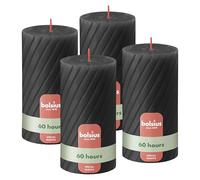 Bolsius Rustic Pillar Candles - Ribbed - Anthracite - Set of 4 - 13 cm - Decorative Household Candles - Made with Natural Plant-Based Wax - Palm Oil Free