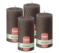 Bolsius Rustic Pillar Candles - Ribbed - Taupe - Set of 4 - 13 cm - Decorative Household Candles - Made with Natural Plant-Based Wax - Palm Oil Free