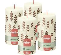 Bolsius Rustic Pillar Candles Silhouette - Ivory with Print - Pack of 4-13 x 7 cm - Long Burning Time 60 hours - Household Candle - Includes Natural Vegan Wax - Without Palm Oil