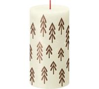 Bolsius Rustic Soft Pearl Silhouette Pillar Candle With Tree 130mm