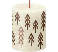Bolsius Rustic Soft Pearl Silhouette Pillar Candle With Tree 80mm
