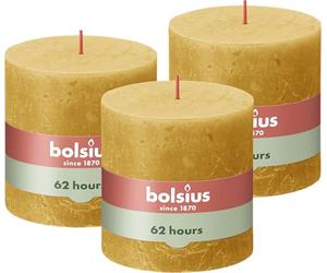 BOLSIUS - Rustic XXL Candle - Yellow - 10 cm - Pack 3 - Non Drip - Non Scented Candles - Long Burning Time of 62 Hours