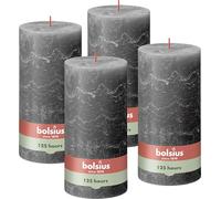 Bolsius Rustik Pillar Candle XXL - Anthracite - Set of 4 - Decorative Household Candles - Long Burning Time 125 Hours - Unscented - Includes Natural Vegan Wax - Without Palm Oil - 20 x 10 cm