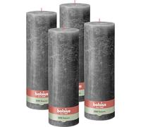 Bolsius Rustik Pillar Candle XXL - Anthracite - Set of 4 - Decorative Household Candles - Long Burning Time 200 Hours - Unscented - Includes Natural Vegan Wax - Without Palm Oil - 30 x 10 cm