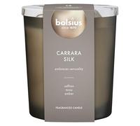 Bolsius - Scented Candle with lid - Grey - Carrara Silk - 75h - Decorative Scented Candle - Made from Natural Vegetable Wax - Palm Oil Free
