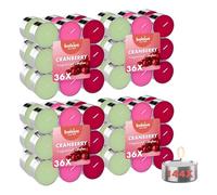 Bolsius - Scented Tea Lights in Three Colours - Cranberry - Pack of 144 - Natural Extracts - Contains Vegan Wax - Palm Oil Free