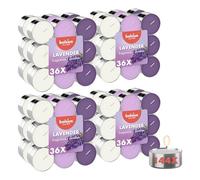 Bolsius - Scented Tea Lights in Three Colours - Lavender - Pack of 144 - Natural Extracts - Contains Vegan Wax - Palm Oil Free