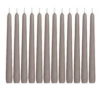 BOLSIUS Set of 12 Light Grey Unscented Drip Less Taper Candles- Clean Burning Smokeless Dinner Candles for Wedding & Home Decor Party Restaurant Spa Church- 10 Inch Individually Wrapped
