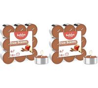 Bolsius - Set of 18 Scented Tealight Candles - Apple Cinnamon - Burning Time: 4 Hours - Home Decoration - Natural Extracts - with Natural Vegan Wax, Pomme Cannelle (Pack of 2)