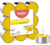 Bolsius Set of 18 Scented Tealight Candles, Mimosa, Burn Time: 4 Hours, Home Decor, Natural Extracts, with Vegan Natural Wax