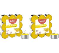 Bolsius - Set of 18 Scented Tealight Candles - Mimosa - Burn Time: 4 Hours - Home Decor - Natural Extracts - with Vegan Natural Wax (Pack of 2)