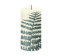 BOLSIUS Silhouette Pillar Candle 13cm x 6.8cm Soft Pearl Fern Christmas Dinner Table, Ivory, white