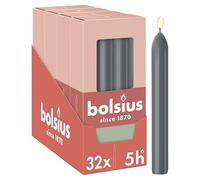 Bolsius - Smooth Dinner Candles - 17 cm - 32 Pieces - Anthracite - Dark Grey