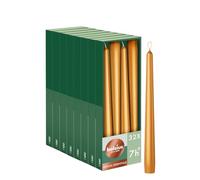 Bolsius - Smooth Dinner Candles Gold - 24.5 cm - 32 Pieces - Metallic