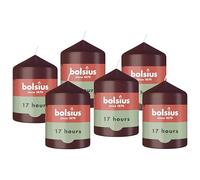 Bolsius - Smooth Pillar Candle - Bordeaux - 8 cm - 6 Pieces - Decorative Candles - Contains Natural Plant-Based Wax - Without Palm Oil