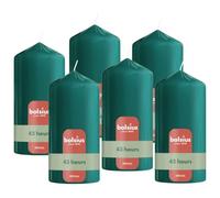 Bolsius - Smooth Pillar Candle - Dark Green - 5.1 in - Pack of 6 - Decorative Candles - Contains Natural Plant Wax - Without Palm Oil