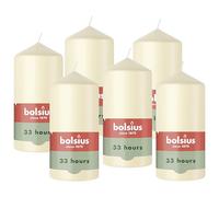 Bolsius - Smooth Pillar Candle - Ivory - 12 cm - 6 Pieces - Decorative Candles - Contains Natural Plant-Based Wax - Without Palm Oil