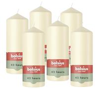 Bolsius - Smooth Pillar Candle - Ivory - 15 cm - 6 Pieces - Decorative Candles - Contains Natural Plant-Based Wax - Without Palm Oil