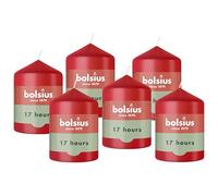 Bolsius - Smooth Pillar Candle - Red - 8 cm - 6 Pieces - Decorative Candles - Contains Natural Plant-Based Wax - No Palm Oil