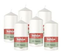 Bolsius - Smooth Pillar Candle - White - 12 cm - 6 Pieces - Decorative Candles - Contains Natural Plant-Based Wax - Without Palm Oil