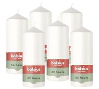 Bolsius - Smooth Pillar Candle - White - 15 cm - 6 Pieces - Decorative Candles - Contains Natural Plant-Based Wax - Without Palm Oil