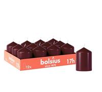 Bolsius Smooth Pillar Candles - Burgundy - Pack of 12-8 x 6 cm - Decorative Household Candles - Burn Time 17 Hours - Unscented - Contains Natural Plant Wax - Without Palm Oil