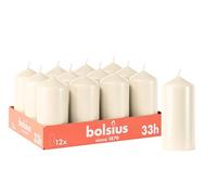 Bolsius Smooth Pillar Candles - Ivory - Pack of 12-12 x 6 cm - Decorative Household Candles - Burn Time 33 Hours - Unscented - Contains Natural Plant Wax - Without Palm Oil