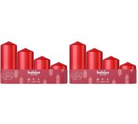 Bolsius Smooth Pillar Candles - Set of 4 - Advent - Red - Various Sizes 12-10-8-6 cm- Decorative Household Candles - Long Burning Time - Unscented - with Natural Plant Wax - Without Palm Oil - Ø48mm