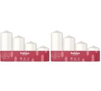 Bolsius Smooth Pillar Candles - Set of 4 - Advent - White - Various Sizes 12-10-8-6 cm - Decorative Candles - Long Burning Time - Unscented - with Natural Plant Wax - Without Palm Oil - Ø48mm