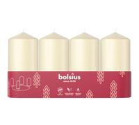 Bolsius Smooth Pillar Candles - Set of 4 - Ivory - 100x48 mm - Decorative Candles - Long Burning Time - Unscented - with Natural Plant Wax - Without Palm Oil