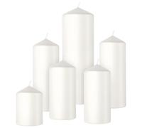 Bolsius Smooth Pillar Candles - Set of 6 - Cloudy White - Decorative Household Candles - Long Burn Time - Unscented - Natural Plant-Based Wax - Palm Oil Free