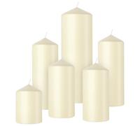 Bolsius Smooth Pillar Candles - Set of 6 - Soft Pearl - Decorative Household Candles - Long Burn Time - Unscented - Natural Plant-Based Wax - Palm Oil Free